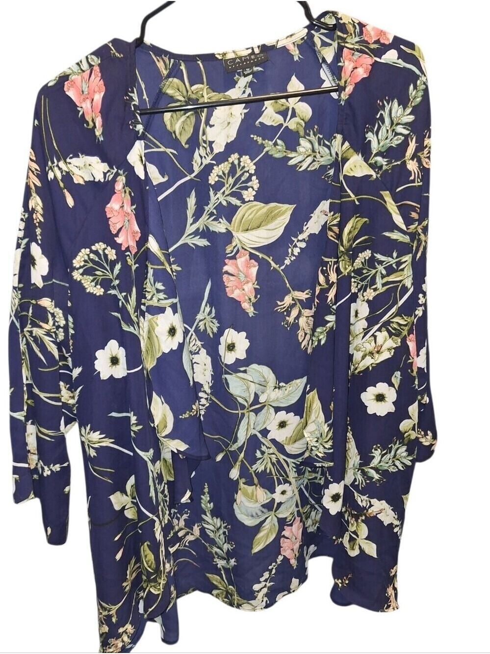 Cameo Navy Blue Floral Wrap Shawl Cape 1X